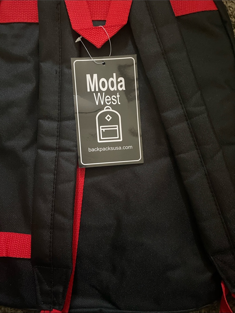 Black Backpack with Red Accents - Everyday Utility Pack - Picture 3 of 3